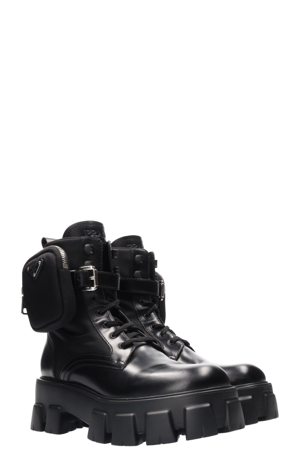 Square Toe Chaussure Monolithe Prada PRADA Monolith Re-Nylon Boots