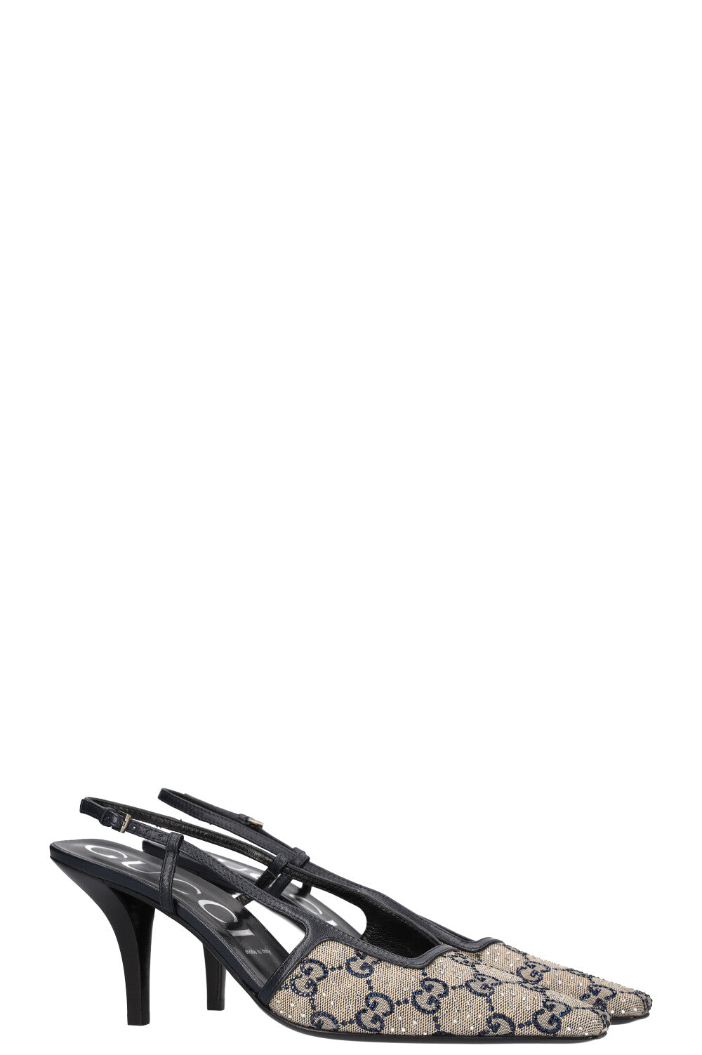 GUCCI Slingback Heels Crystal GG Canvas Blue – REAWAKE