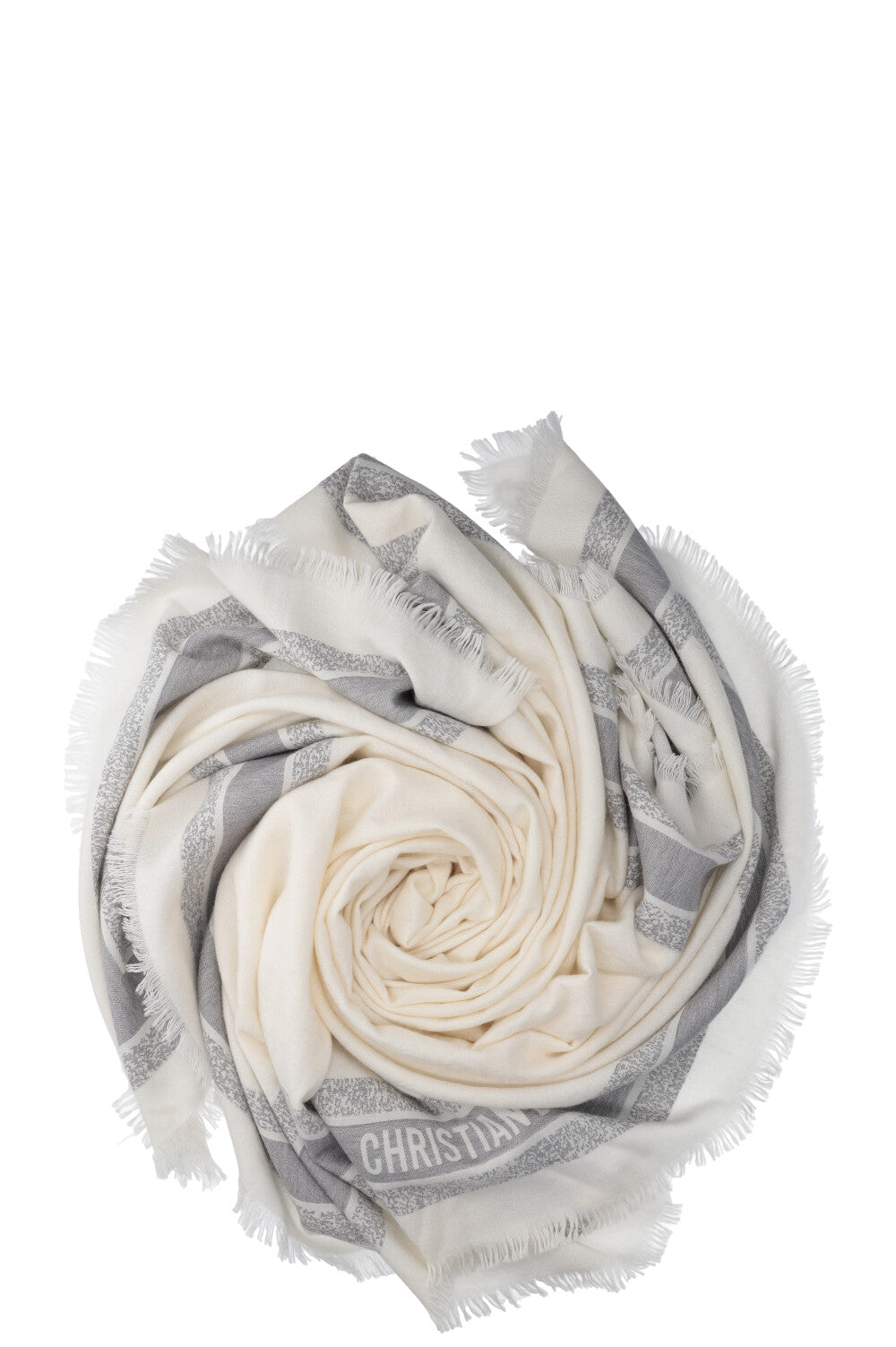 CHRISTIAN DIOR Logo Cashmere Scarf Ivory – REAWAKE