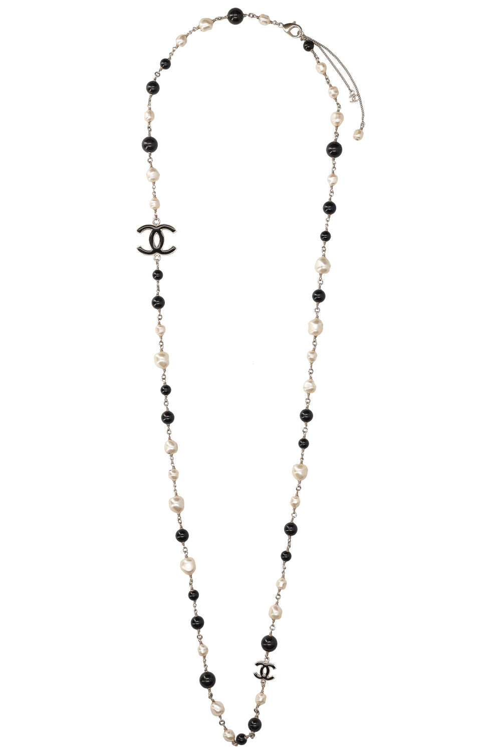 CHANEL Necklace Pearls Black White 2014