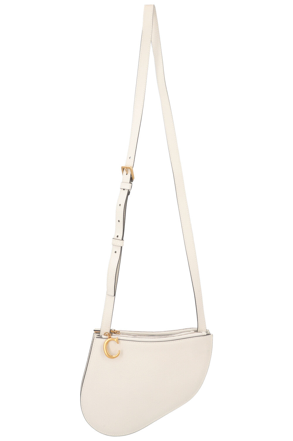 Dior サドルポーチ ショルダーバッグ トリオ ジップ ホワイト DIOR Small Saddle Bag with Strap Latte Grained Calfskin | DIOR