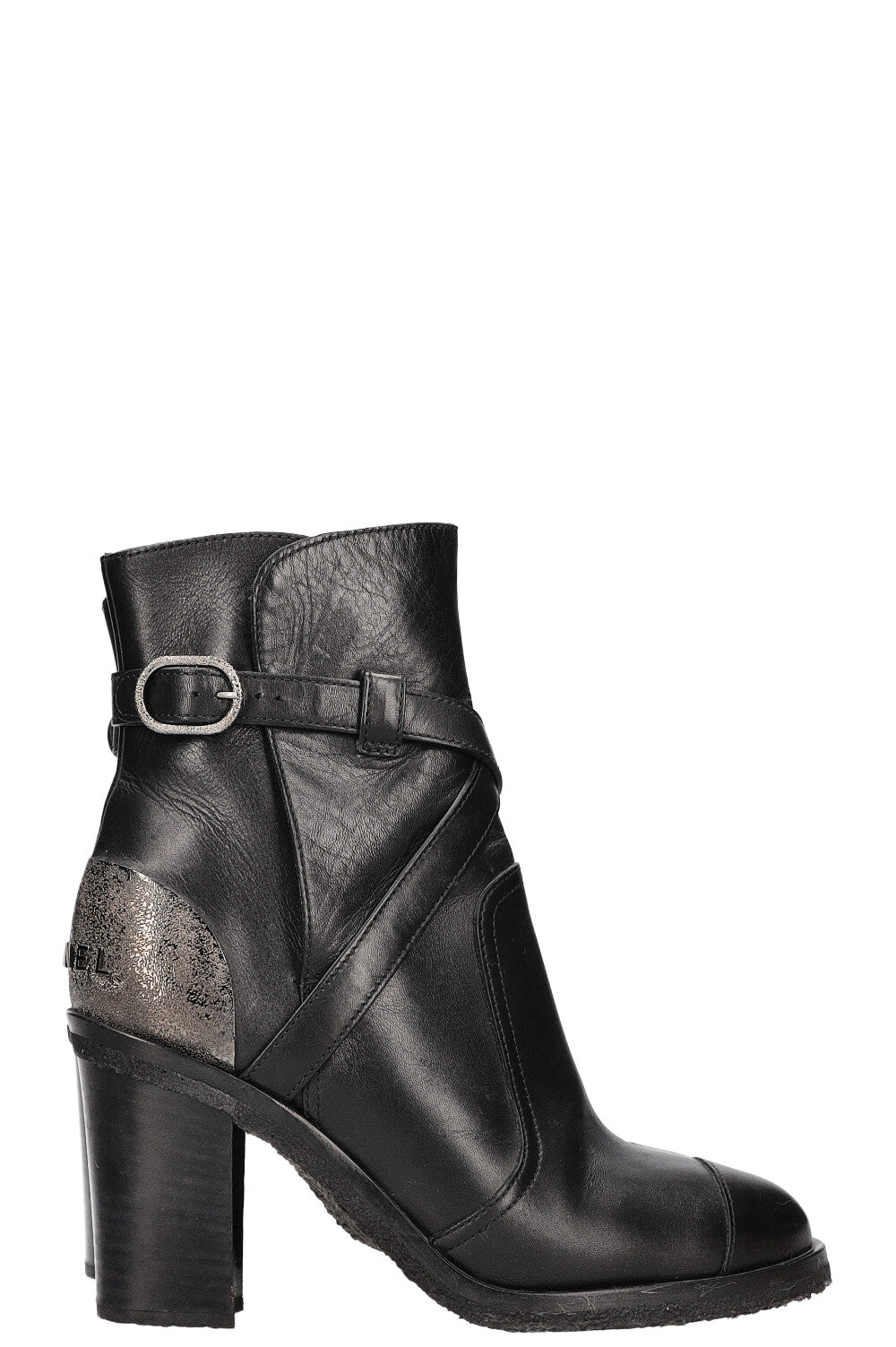 CHANEL Belted Ankle Boots Black