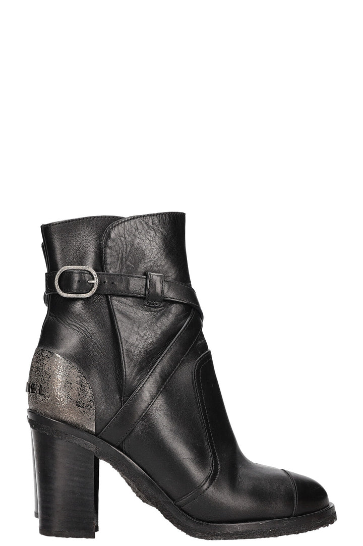 CHANEL Belted Ankle Boots Black