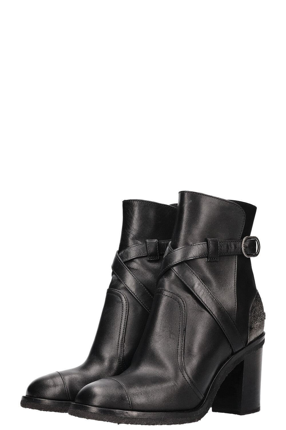 CHANEL Belted Ankle Boots Black