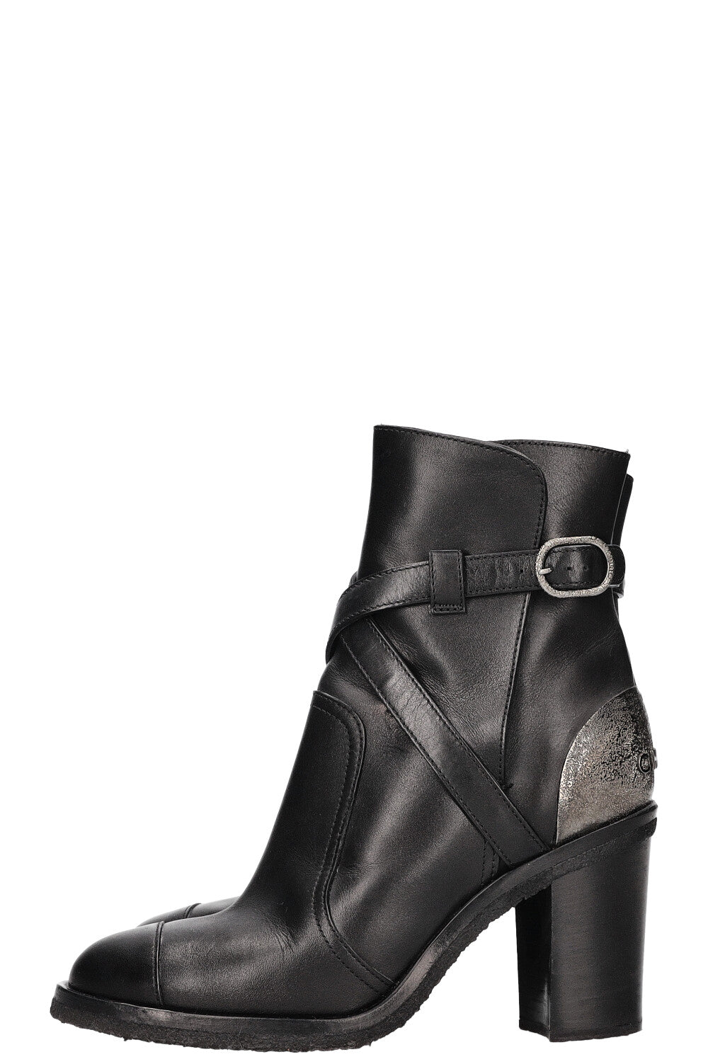 CHANEL Belted Ankle Boots Black