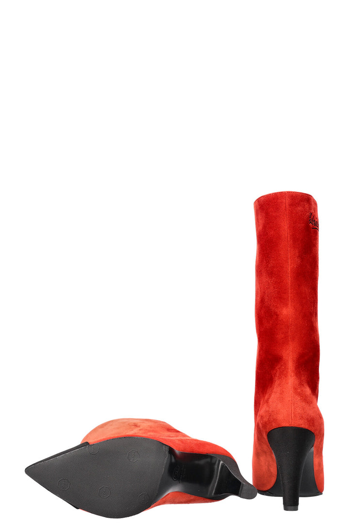 CHANEL Gabrielle Ankle Boots Suede Red