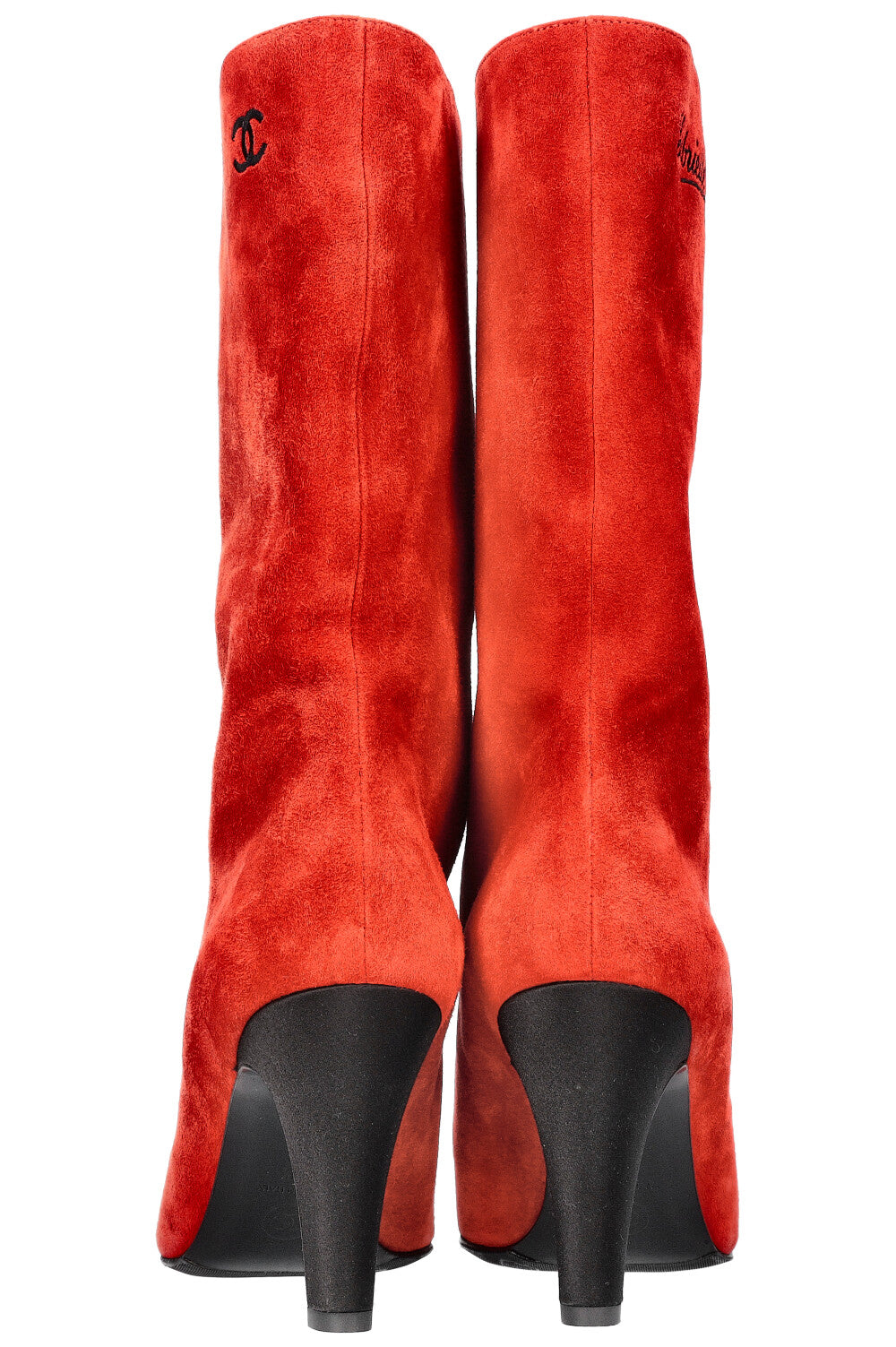 CHANEL Gabrielle Ankle Boots Suede Red