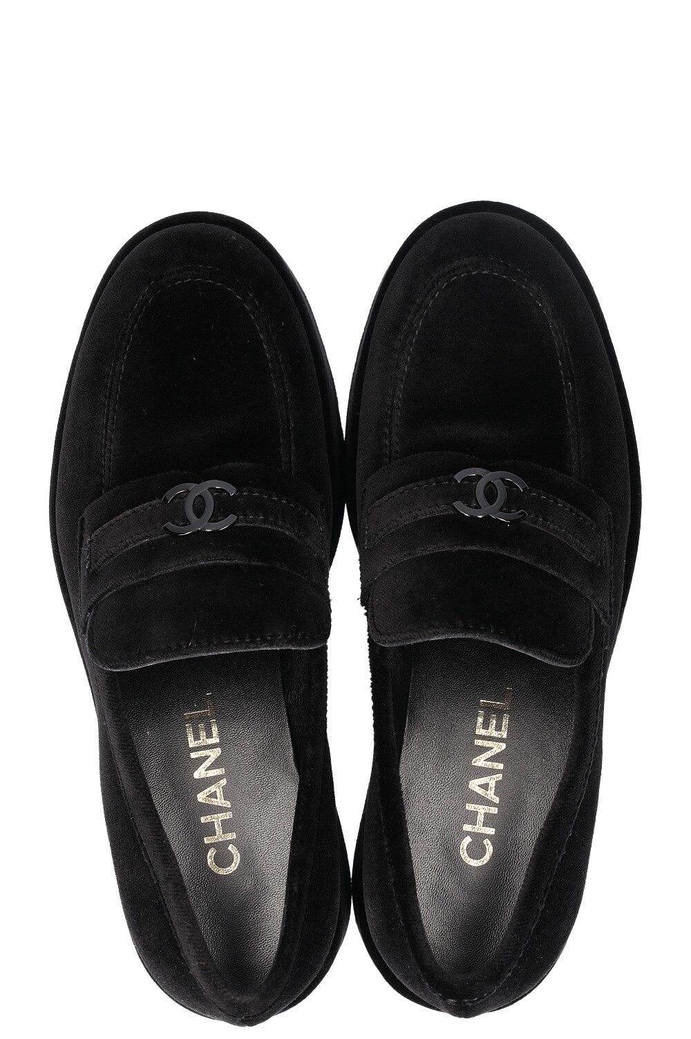 CHANEL Flats Velvet Black