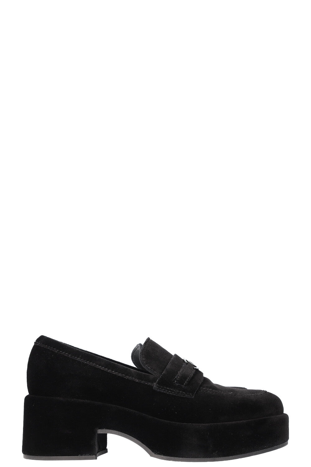 CHANEL Flats Velvet Black