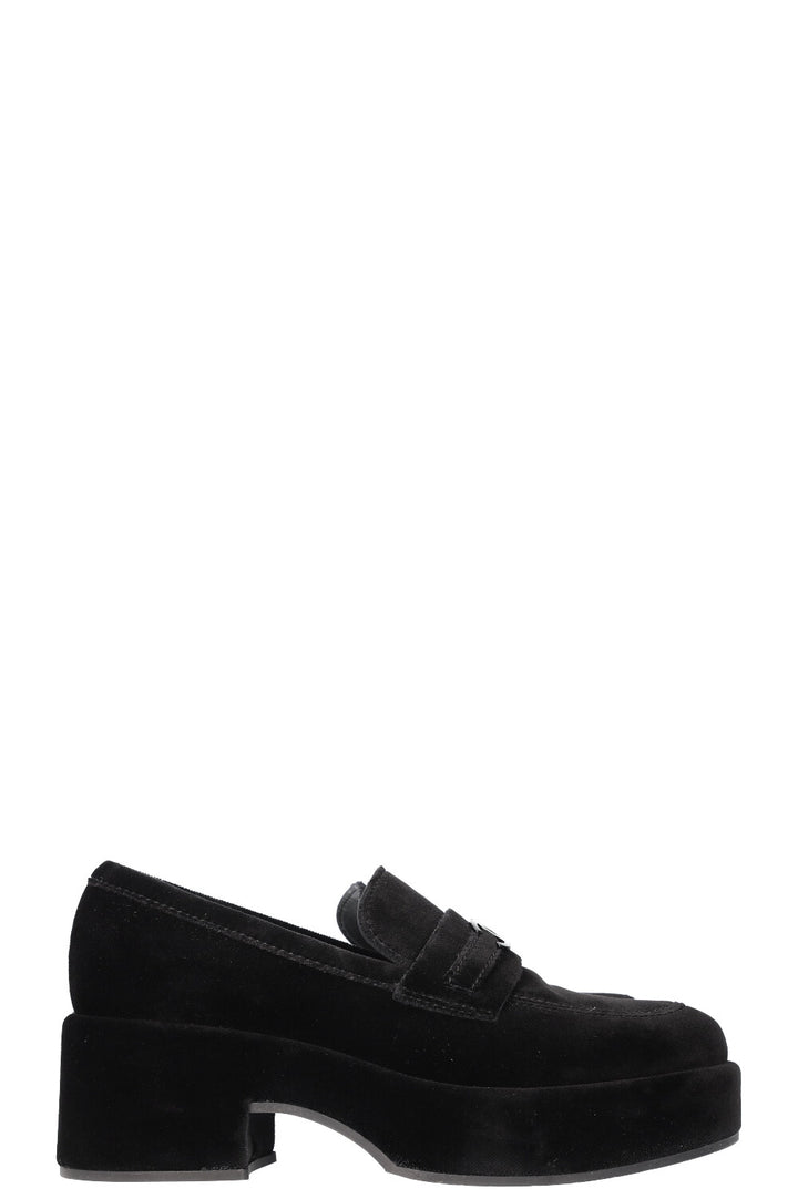 CHANEL Flats Velvet Black