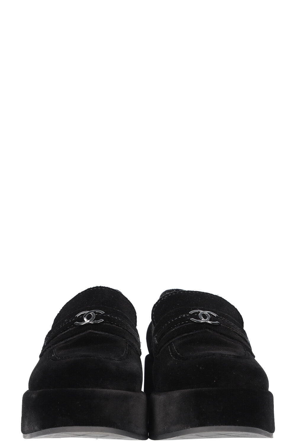 CHANEL Flats Velvet Black