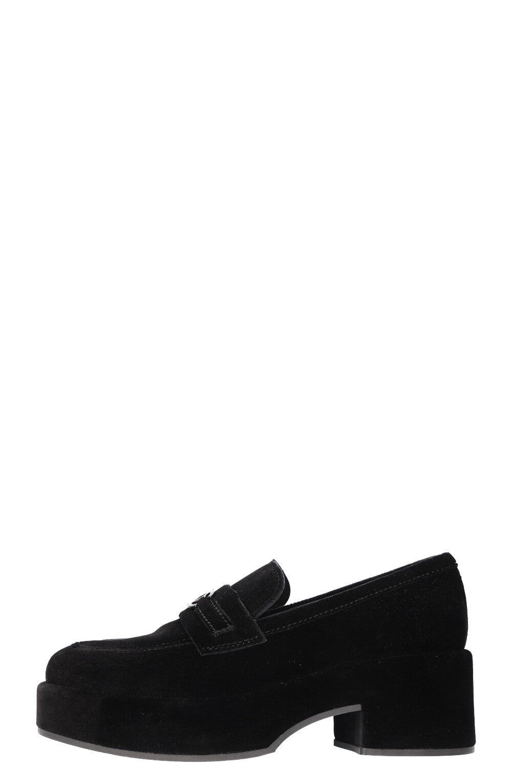 CHANEL Flats Velvet Black