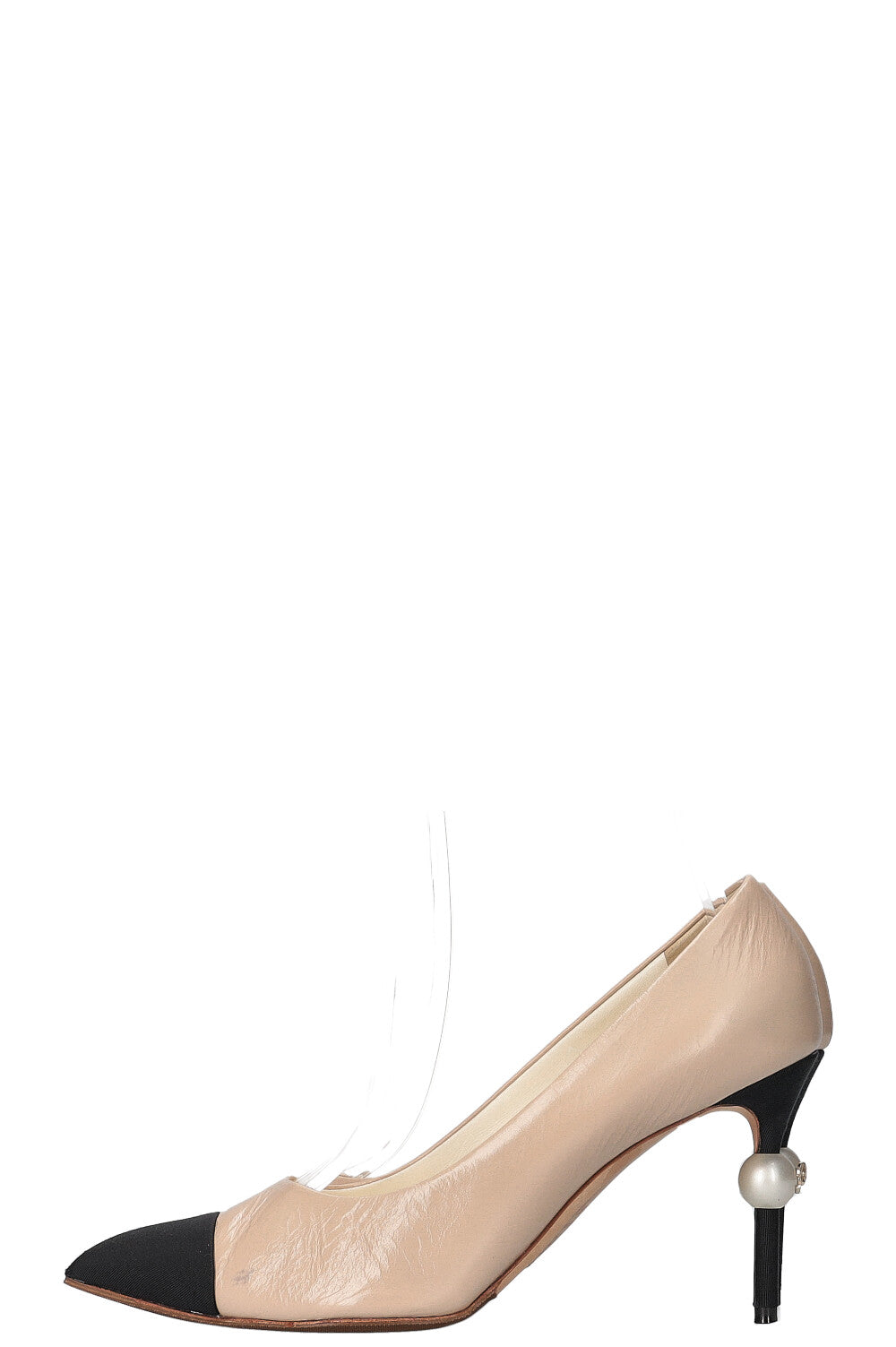 CHANEL Pearl Heels Beige Black