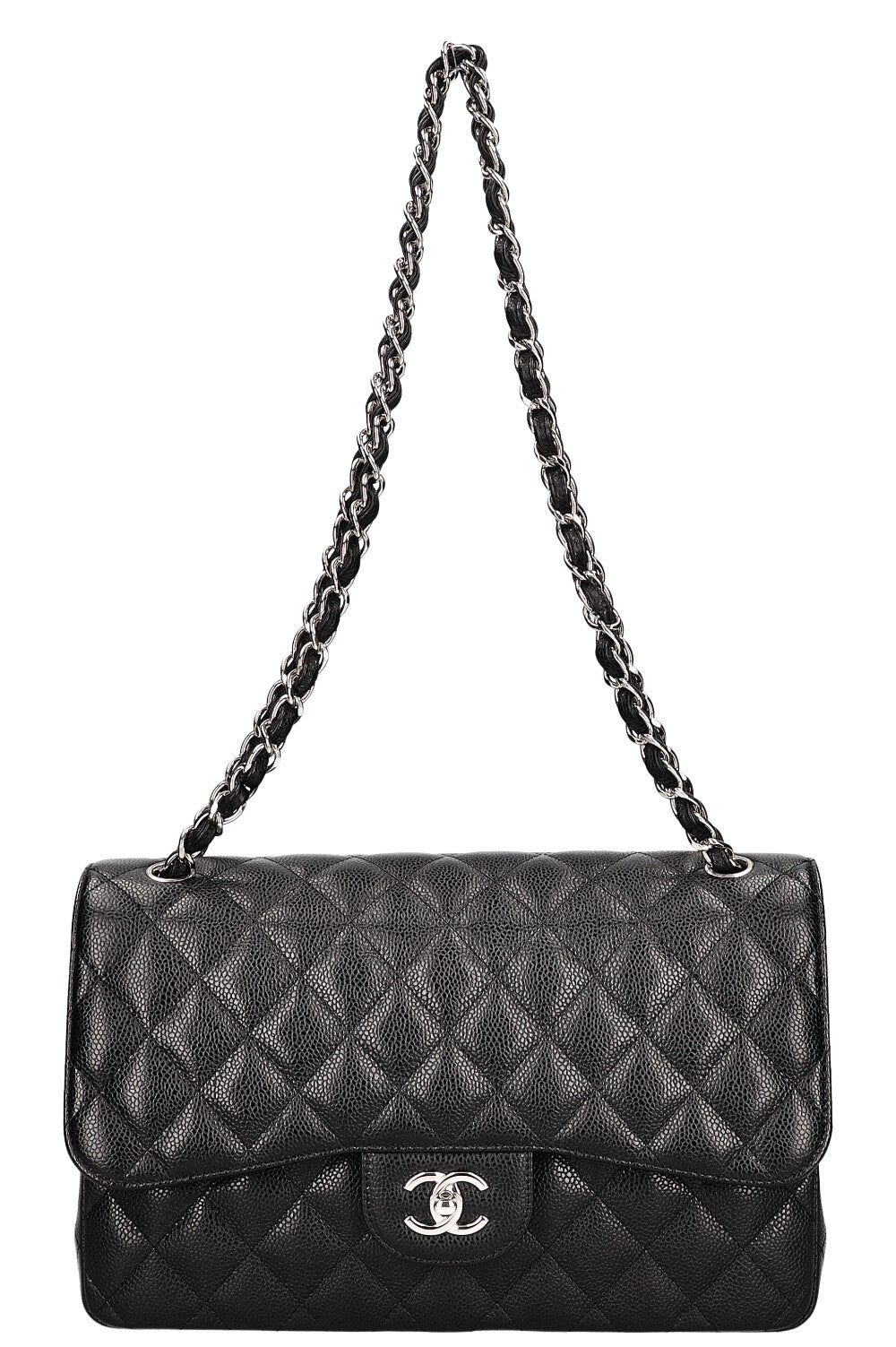 CHANEL Double Flap Bag Large Caviar Black
