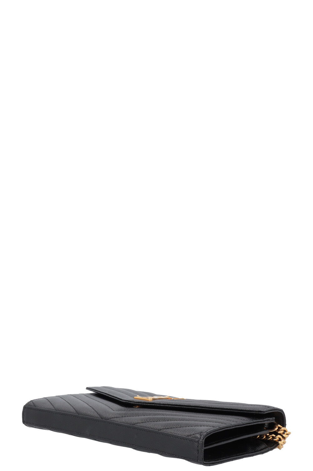 SAINT LAURENT Classic Cassandre Chain Wallet Leather Black