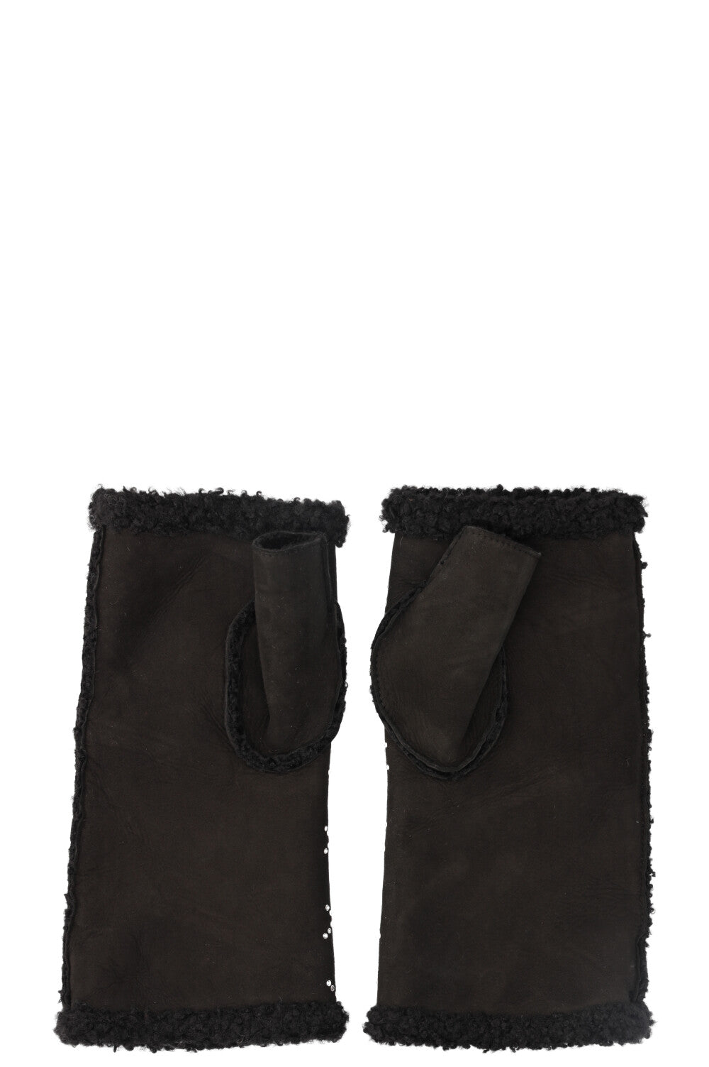 CHANEL Crystal Studded Handwarmer Suede Black