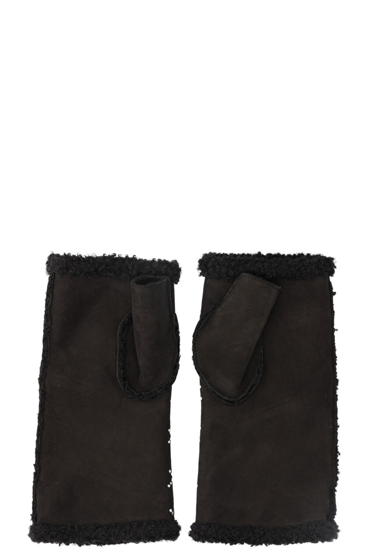 CHANEL Crystal Studded Handwarmer Suede Black