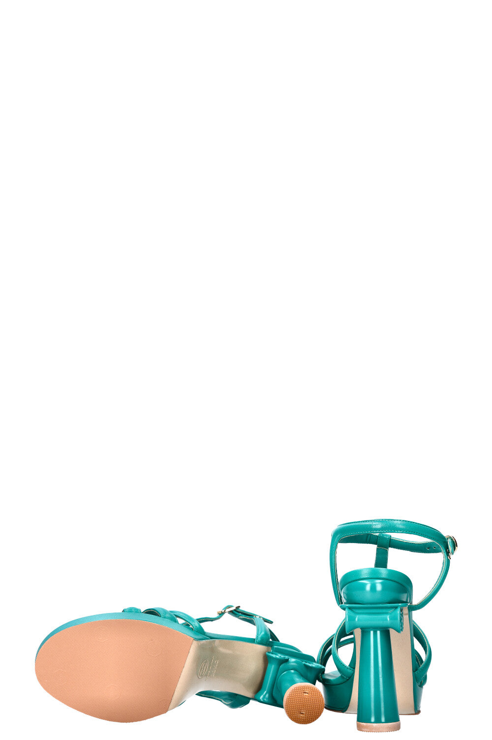 CHANEL Parthenon Grecian Gladiator Column Heels Turquoise