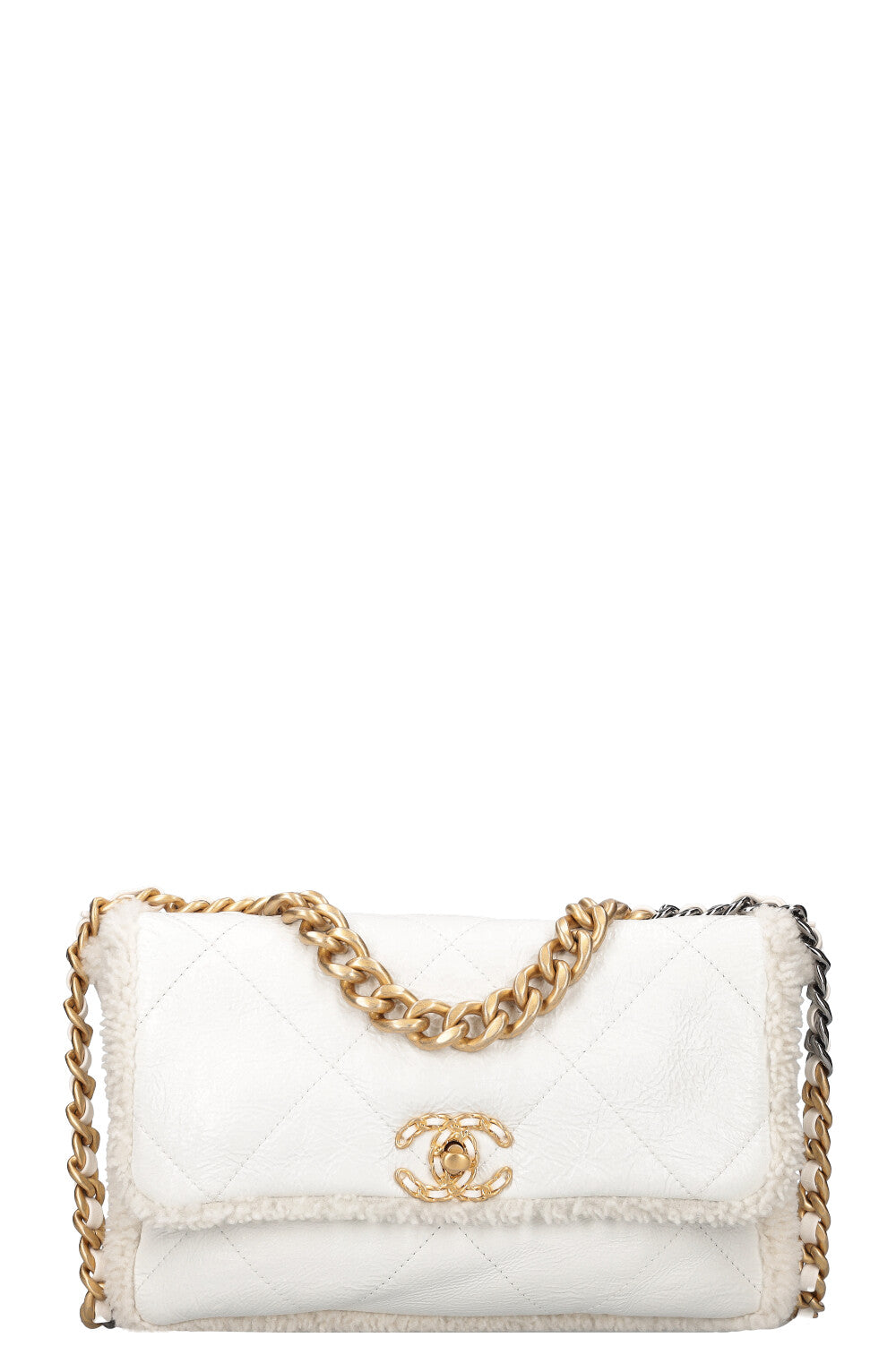 CHANEL 22 Crossbody Bag White Shearling