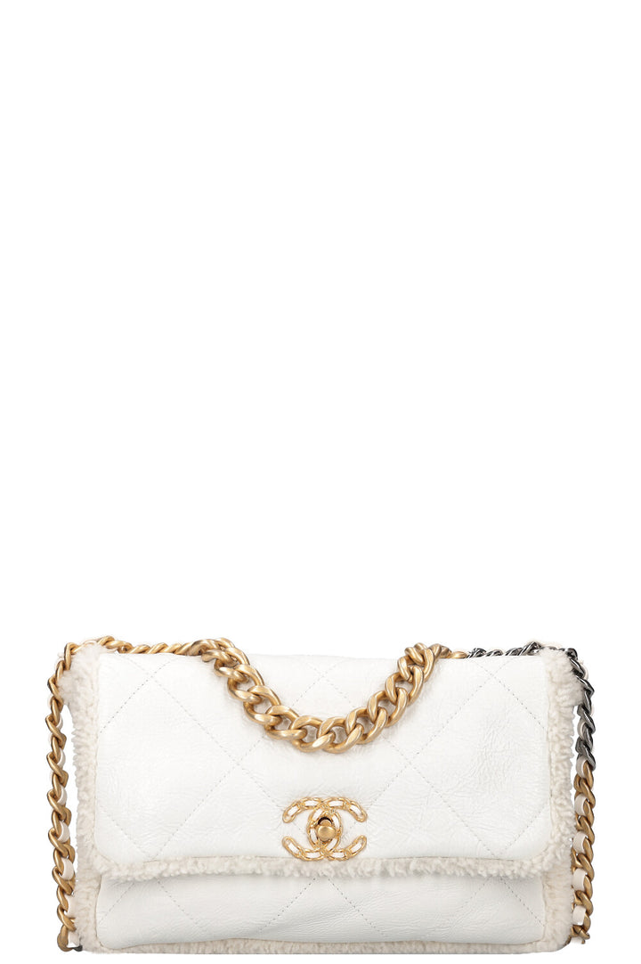 CHANEL 22 Crossbody Bag White Shearling
