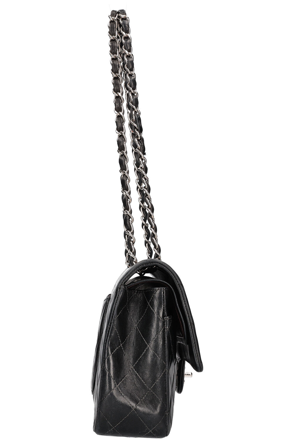 CHANEL Double Flap Bag Medium Black Silver