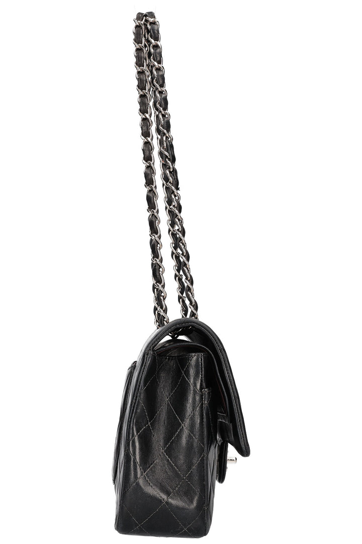 CHANEL Double Flap Bag Medium Black Silver