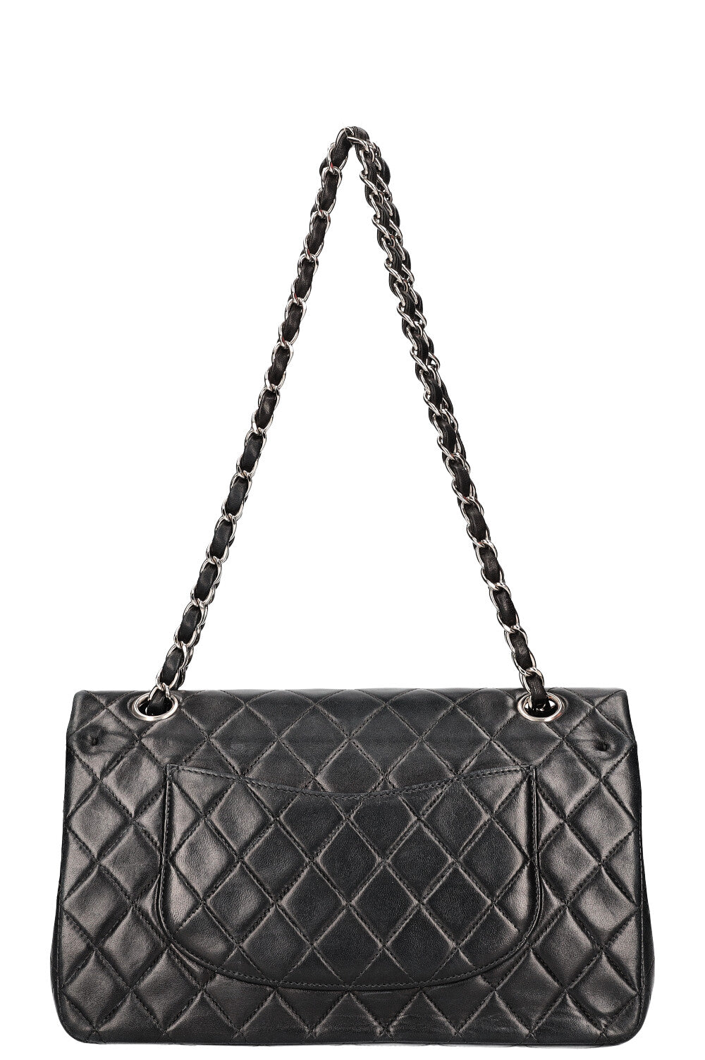 CHANEL Double Flap Bag Medium Black Silver