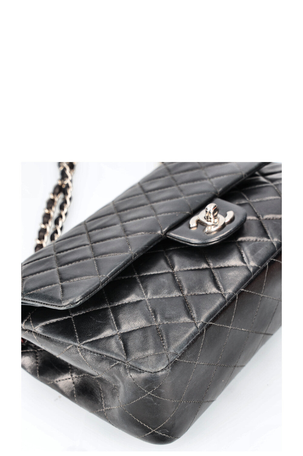 CHANEL Double Flap Bag Medium Black Silver