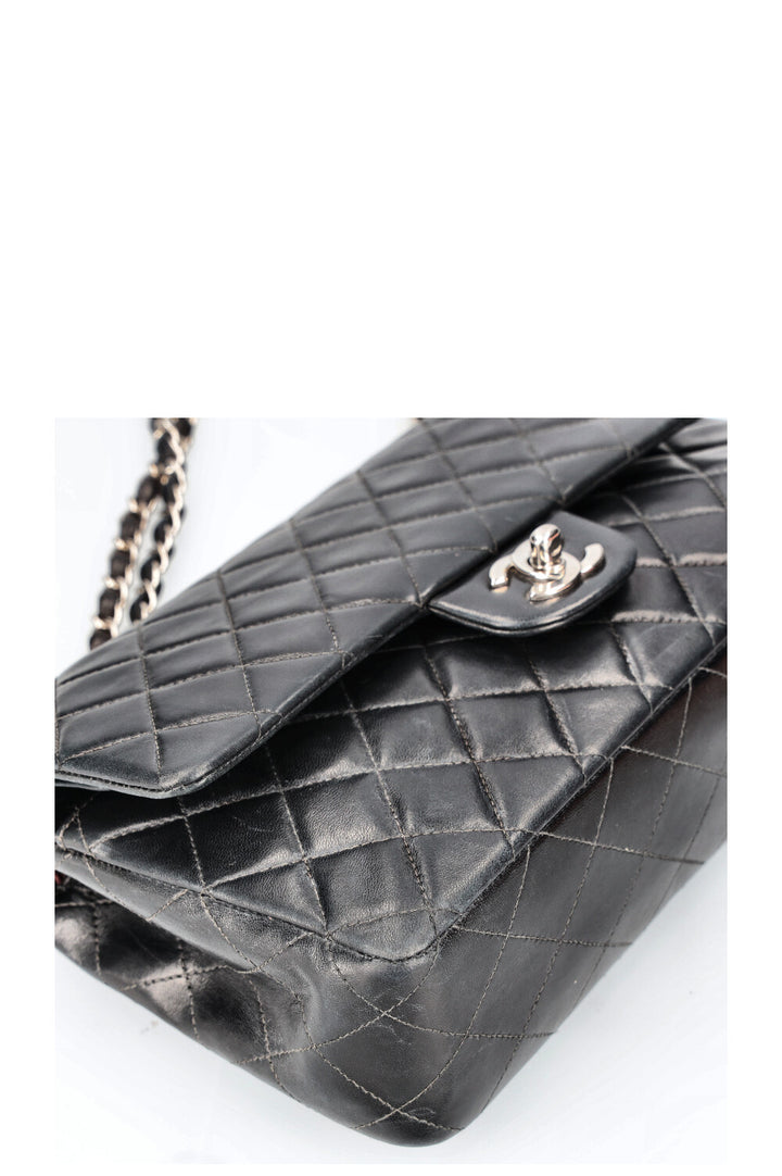 CHANEL Double Flap Bag Medium Black Silver