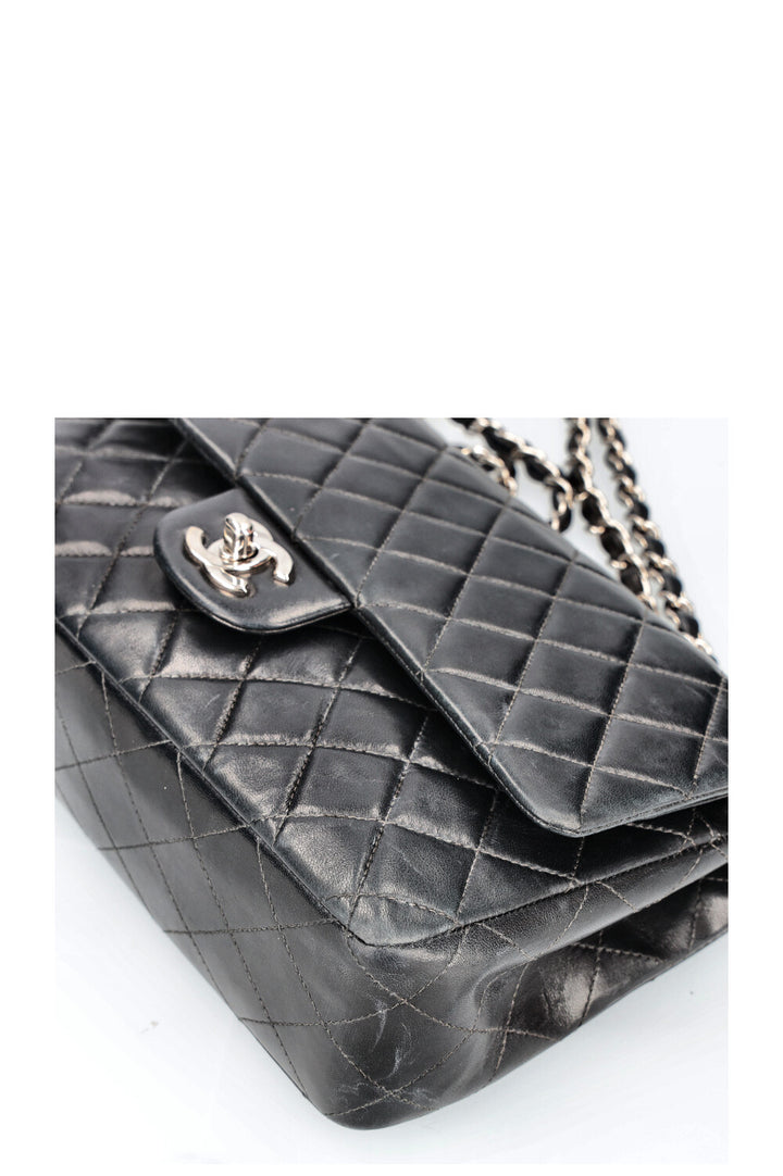 CHANEL Double Flap Bag Medium Black Silver