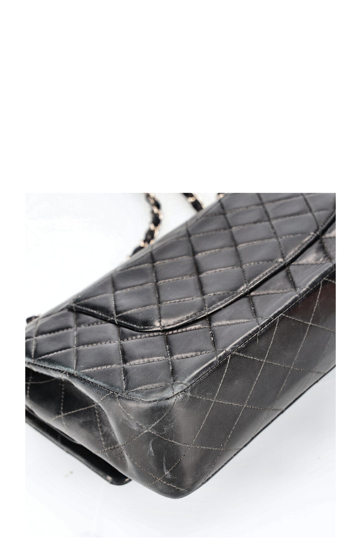 CHANEL Double Flap Bag Medium Black Silver