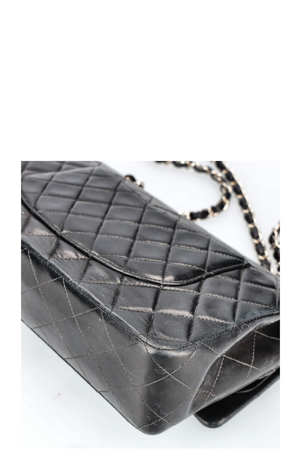 CHANEL Double Flap Bag Medium Black Silver