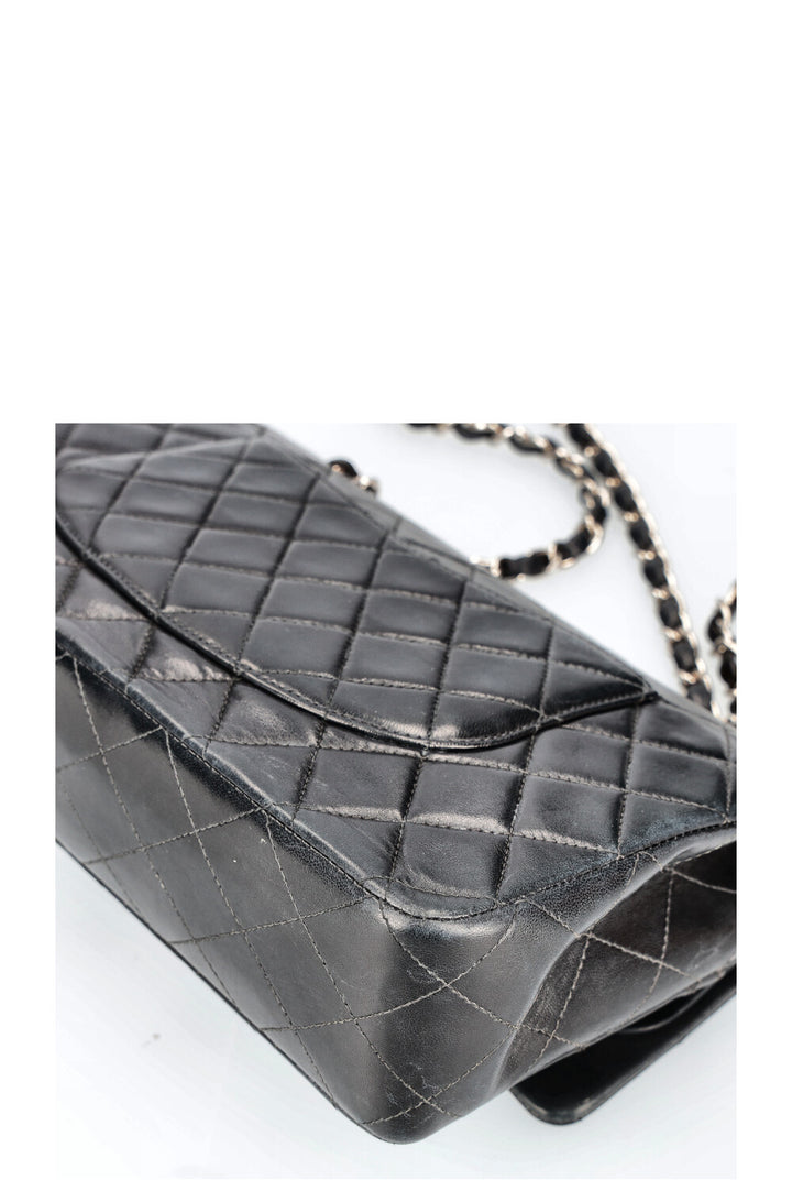 CHANEL Double Flap Bag Medium Black Silver