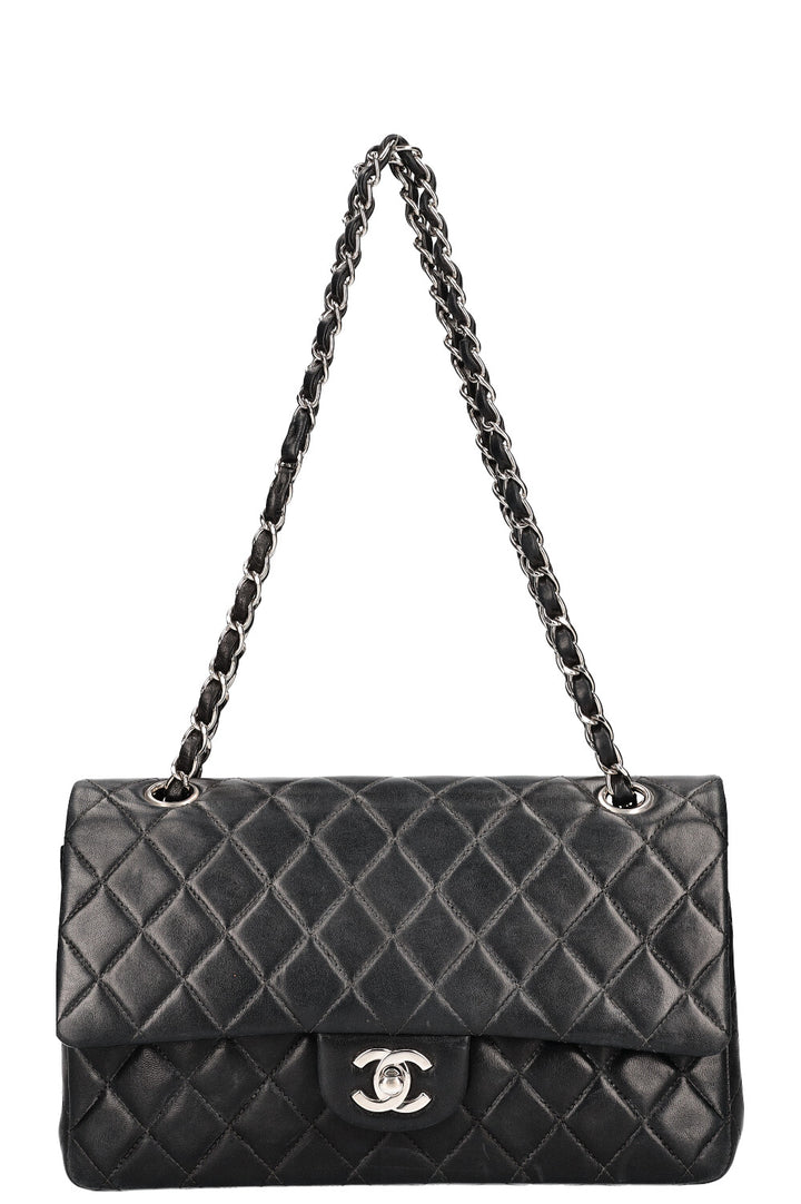 CHANEL Double Flap Bag Medium Black Silver