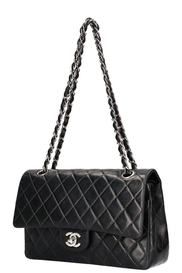 CHANEL Double Flap Bag Medium Black Silver