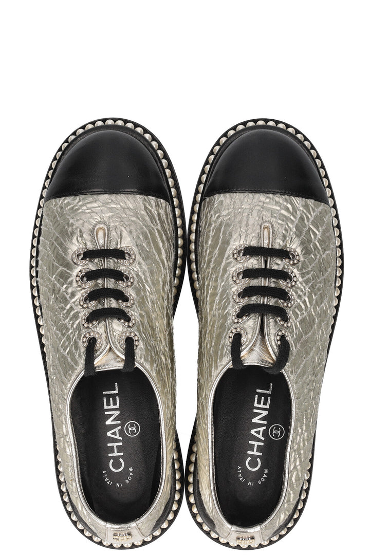 CHANEL Platform Lace-Up Flats