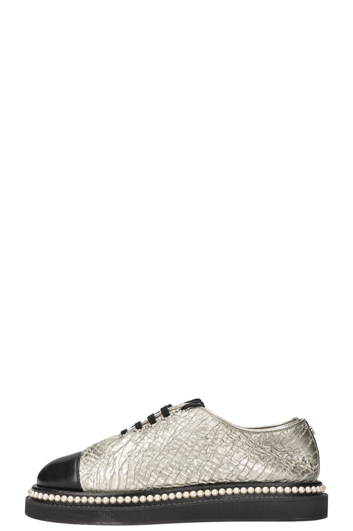 CHANEL Platform Lace-Up Flats