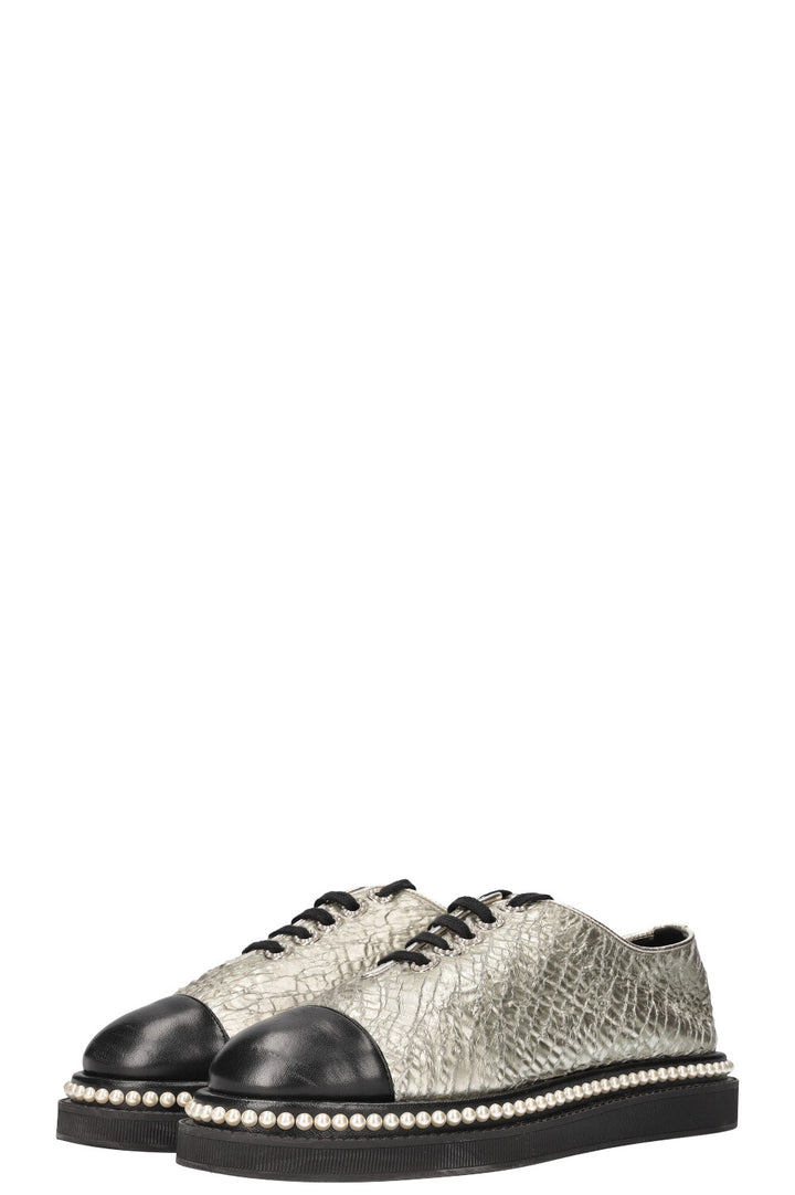 CHANEL Platform Lace-Up Flats