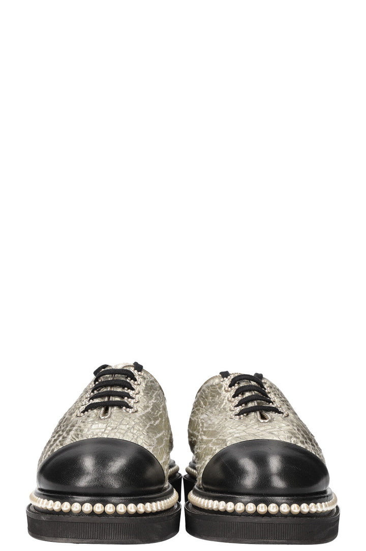 CHANEL Platform Lace-Up Flats