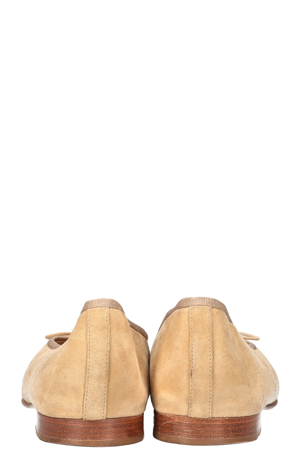 CHANEL Ballerina Flats Suede with CC Cap Beige
