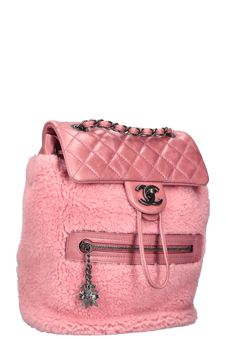 CHANEL Mountain Backpack Shearling Pink