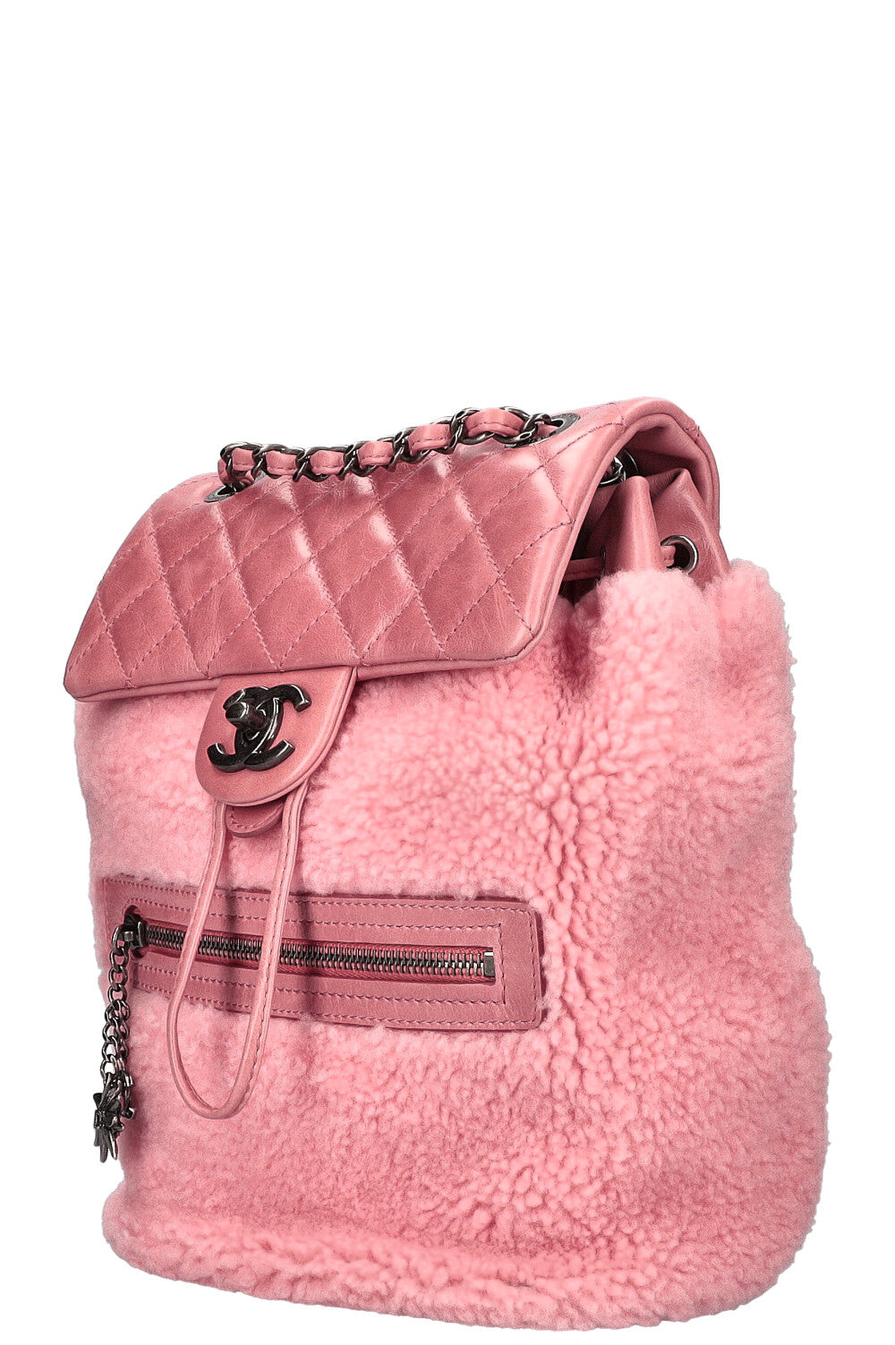CHANEL Mountain Backpack Shearling Pink