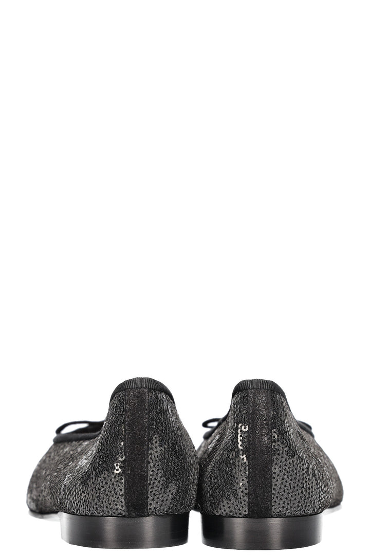CHANEL Classic Flats Sequin Black