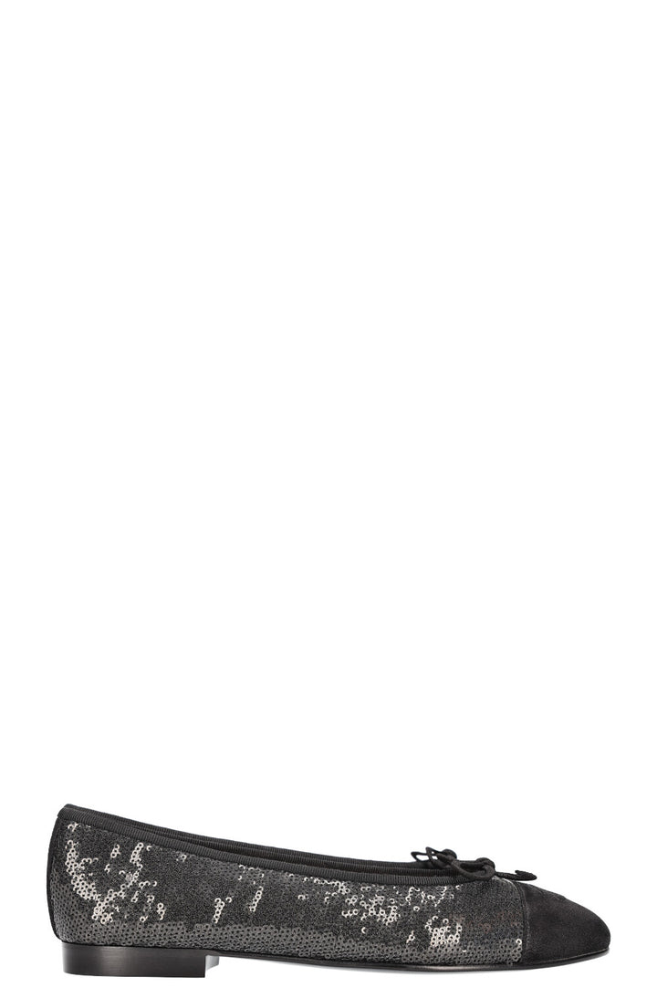 CHANEL Classic Flats Sequin Black
