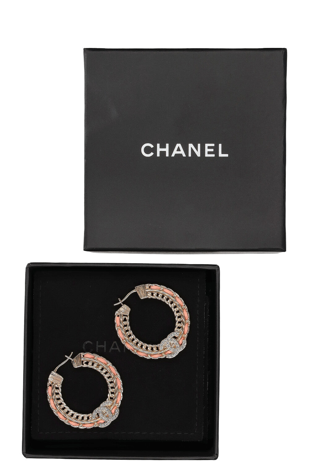CHANEL Earrings CC Woven Pink