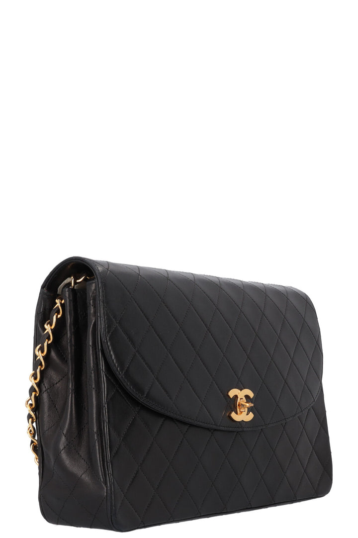 CHANEL Vintage Square Single Flap Bag Black