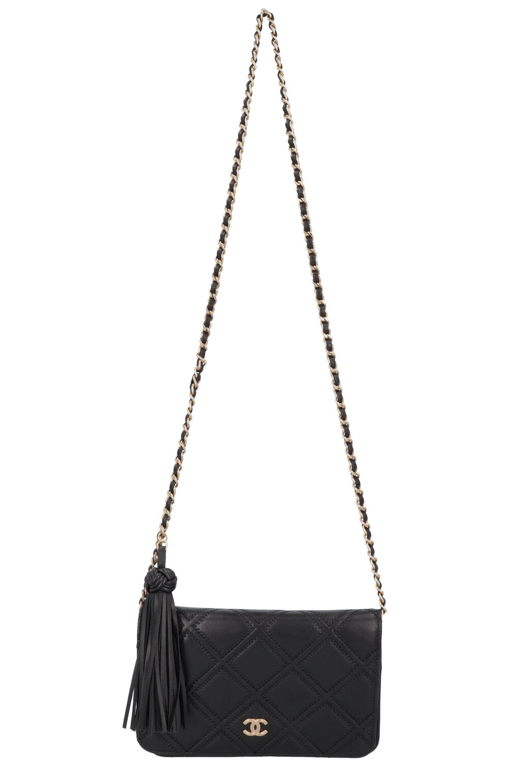 CHANEL Tassle WOC Quilted Leather Black