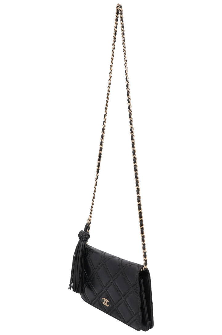CHANEL Tassle WOC Quilted Leather Black