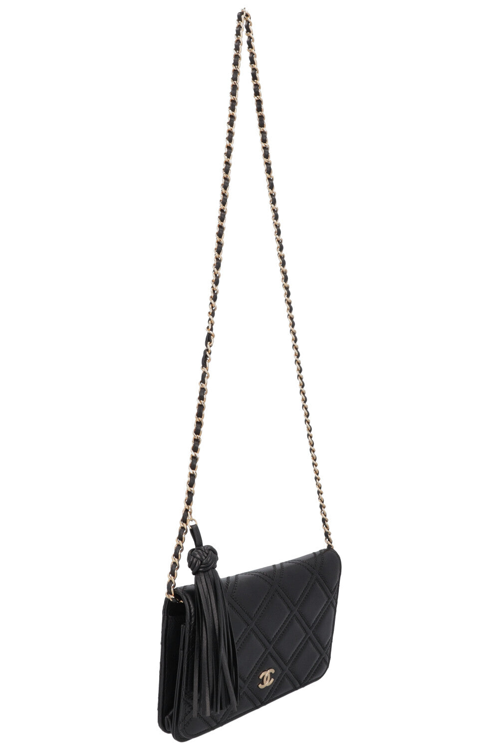 CHANEL Tassle WOC Quilted Leather Black