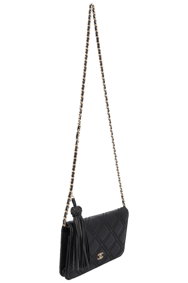 CHANEL Tassle WOC Quilted Leather Black